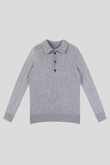 Men's Wool Lapel Long-Sleeve Pullover Knitted Sweater