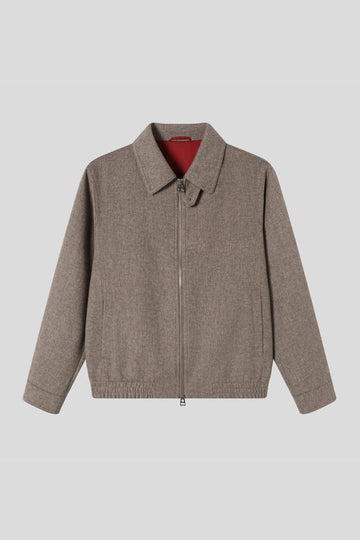 Wool Blend Herringbone Collar Jacket