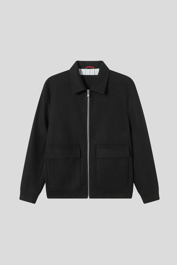 Wool-Blend Jacket with Turn-Down Collar