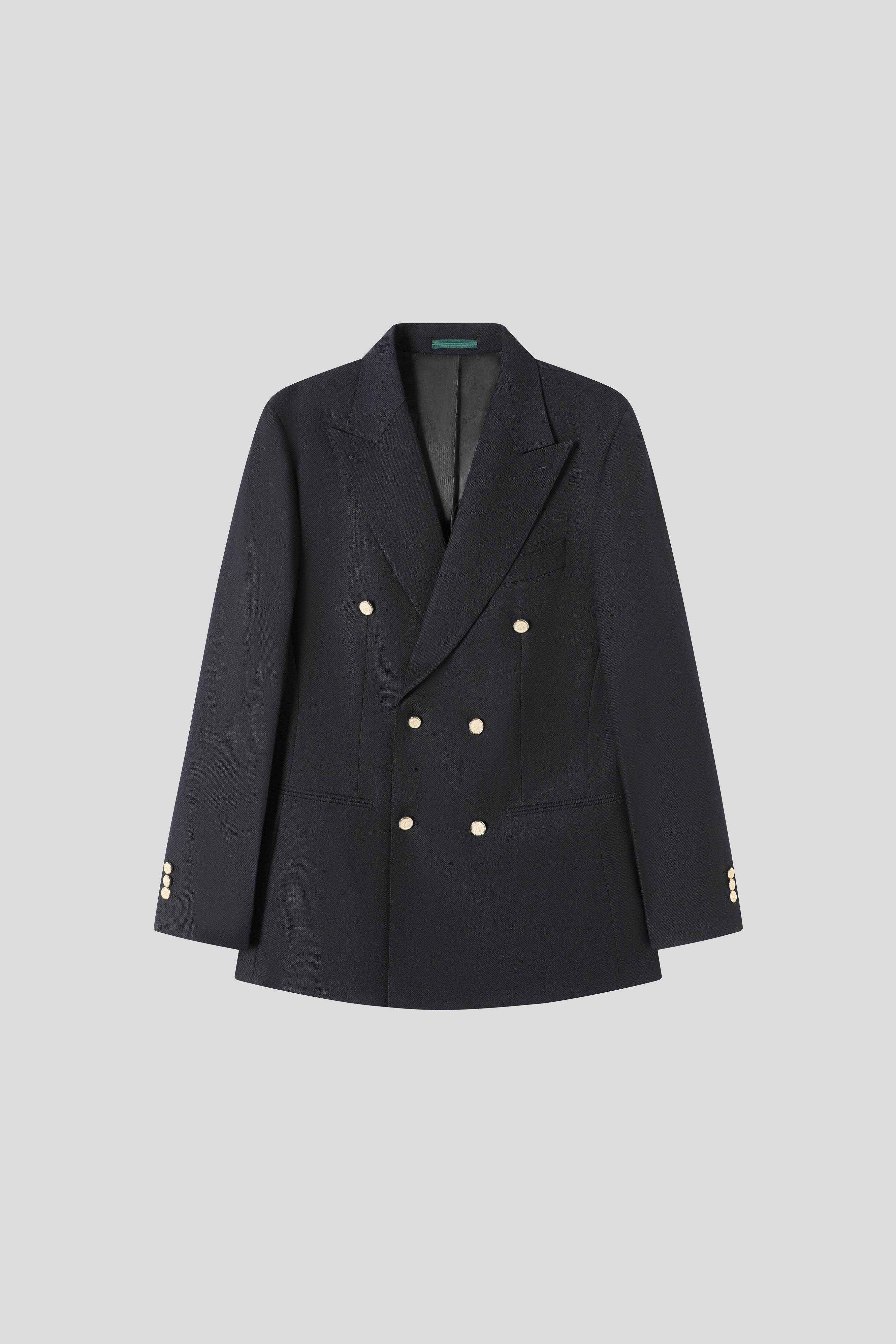 15% Worsted Wool Italian Neapolitan Peak-Lapel Double-Breasted Blazer
