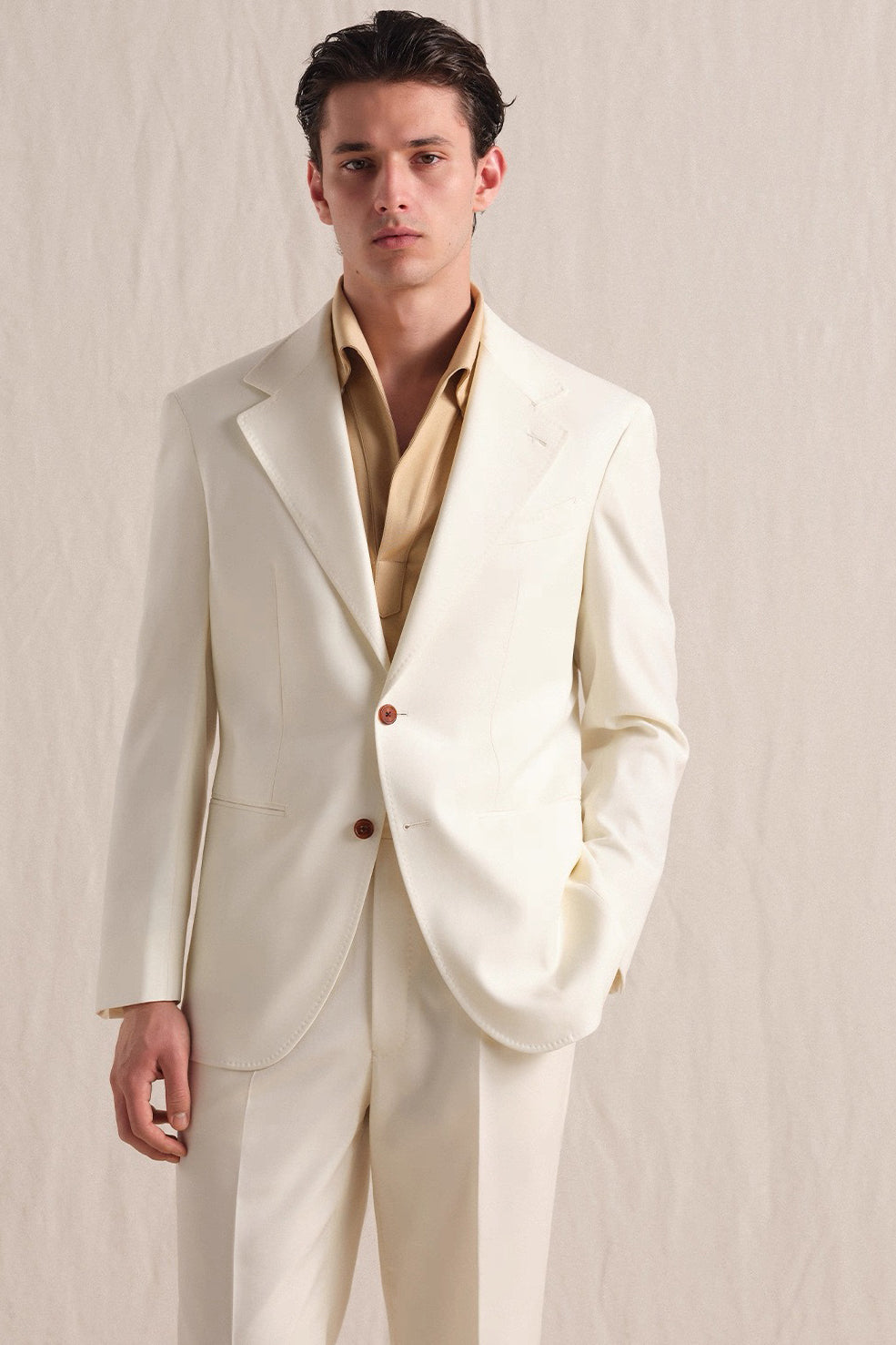 Premium 120S High-Count Worsted Pure Wool Suit Set for Men - Custom Half Canvas Formal Attire, Perfect for Groom & Wedding Events