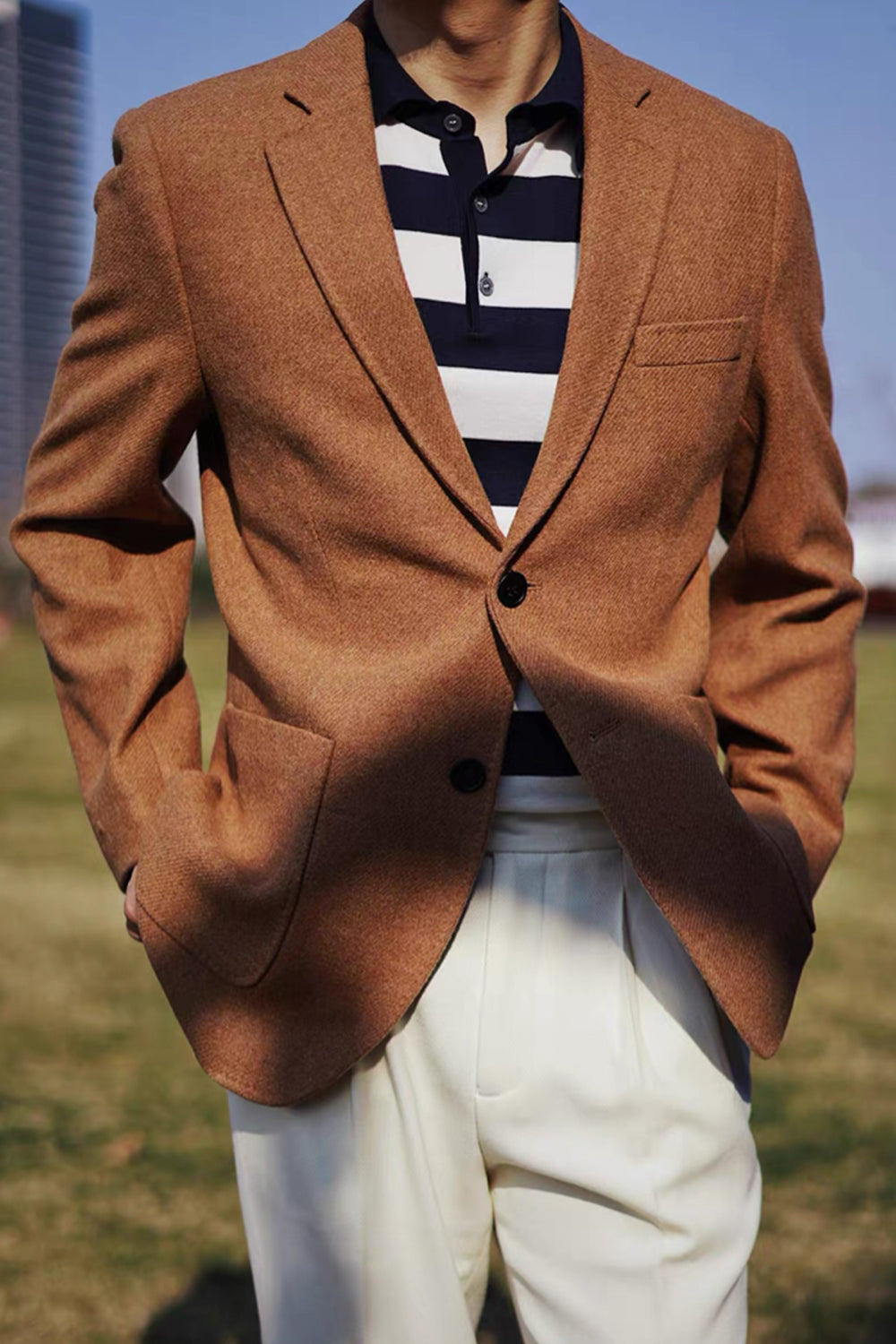 100% Wool Tweed Blazer Casual Jacket