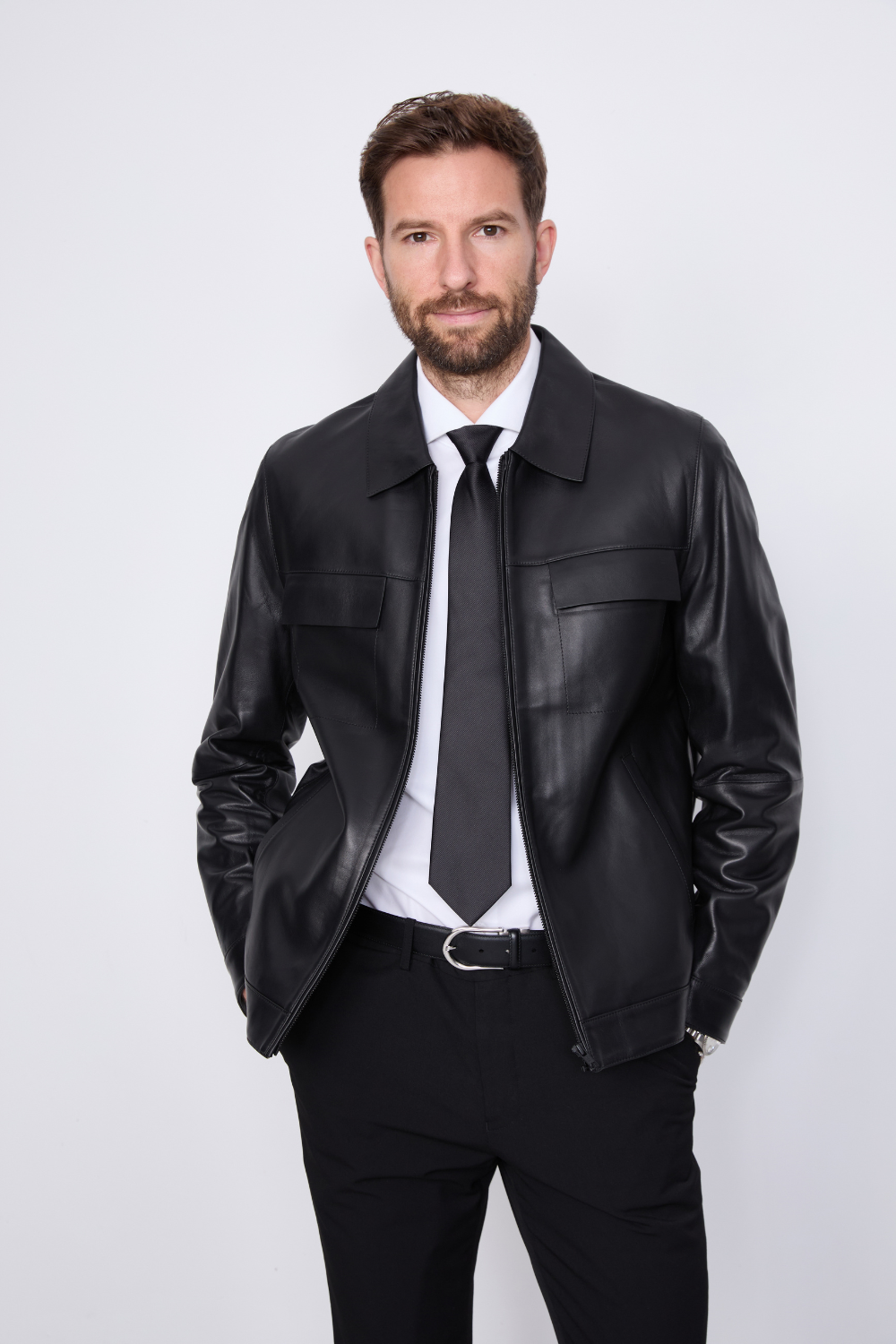 Men's Genuine Leather Bomber Jacket
