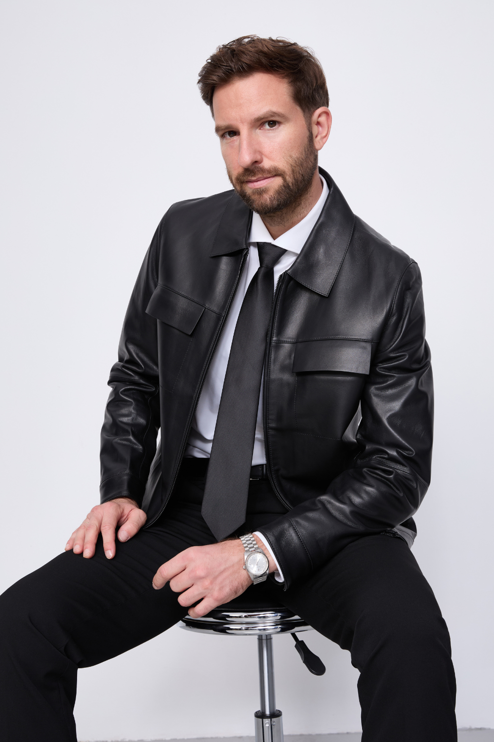Men's Genuine Leather Bomber Jacket