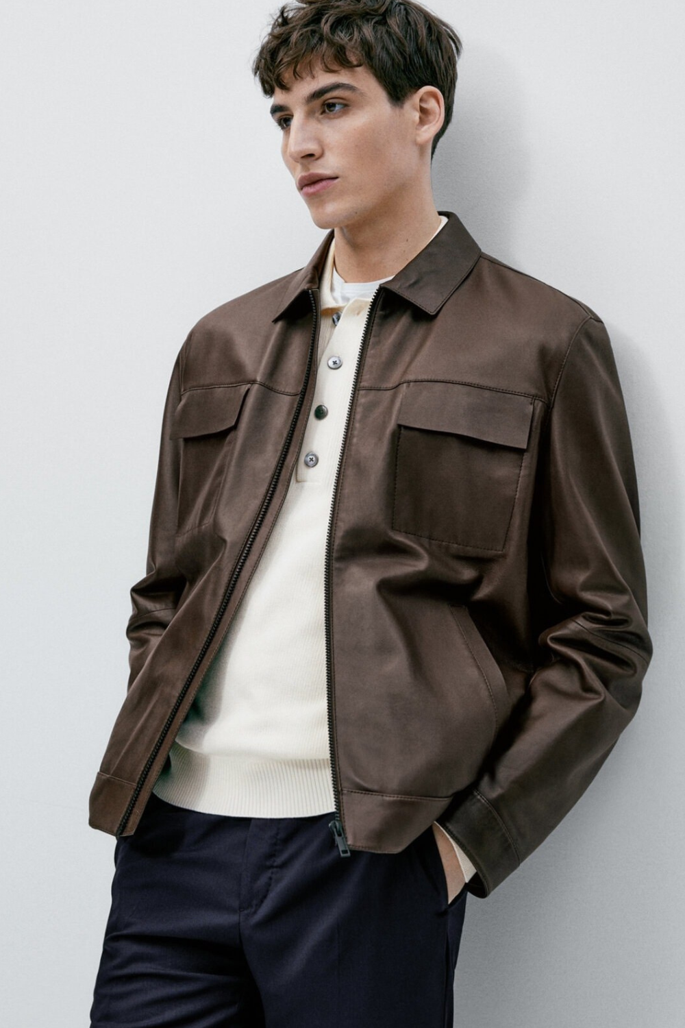 Men's Genuine Leather Bomber Jacket