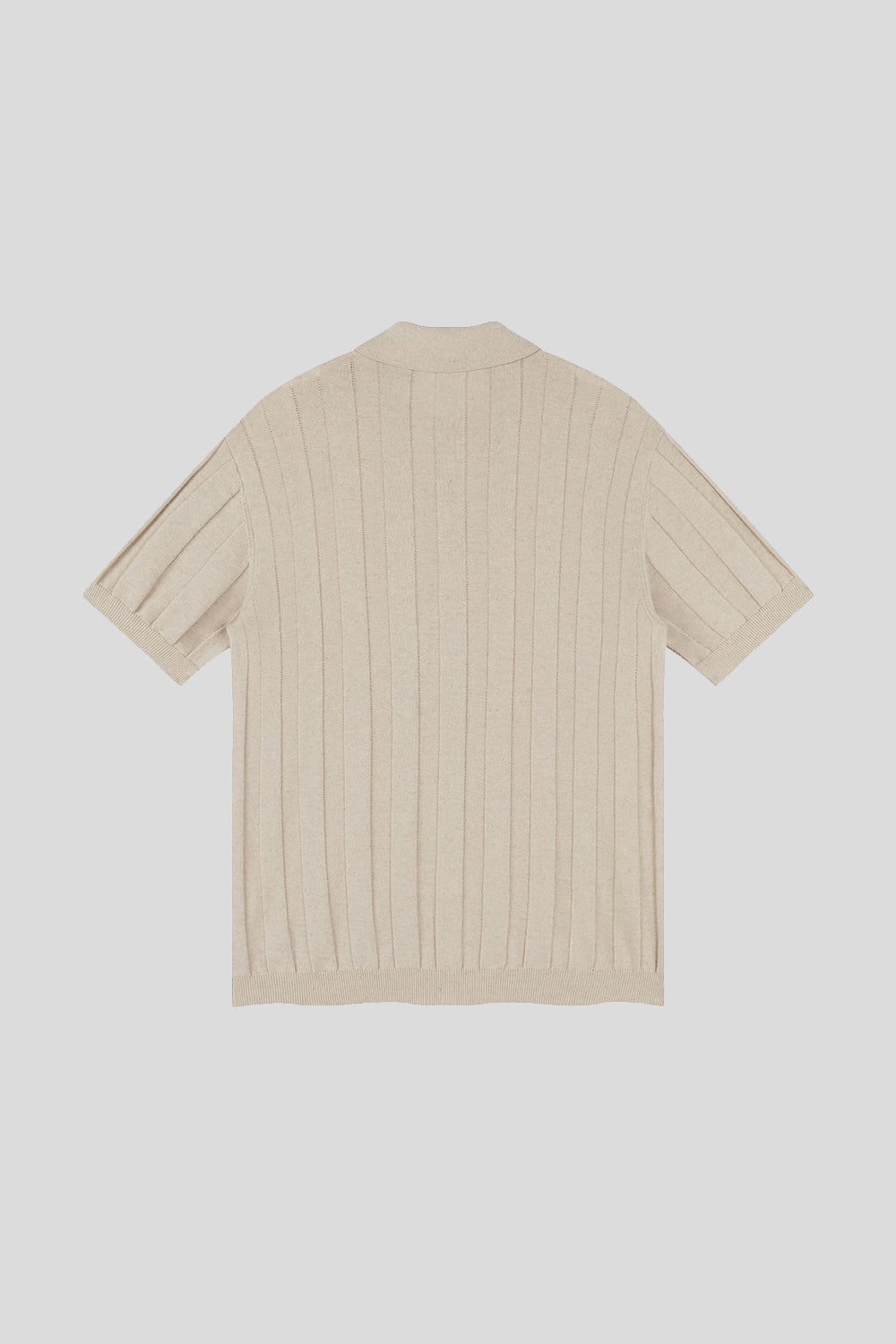 Linen-Cotton Knit Polo Cardigan