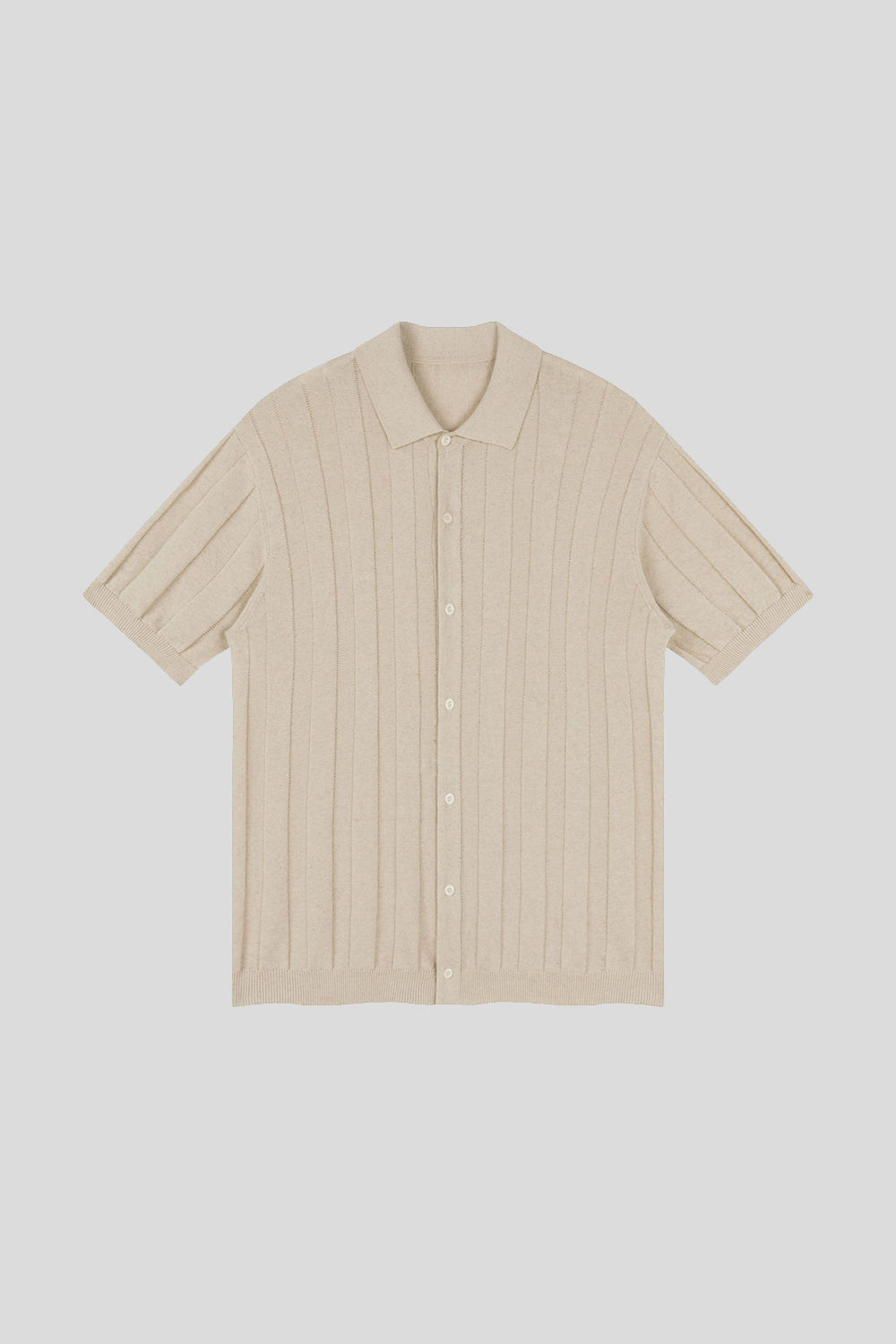 Linen-Cotton Knit Polo Cardigan