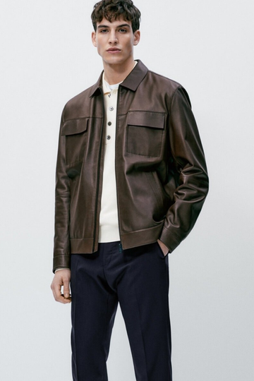 Men's Genuine Leather Bomber Jacket