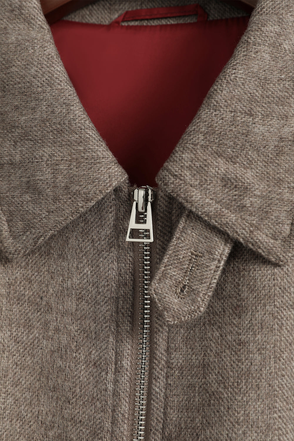 Wool Blend Herringbone Collar Jacket