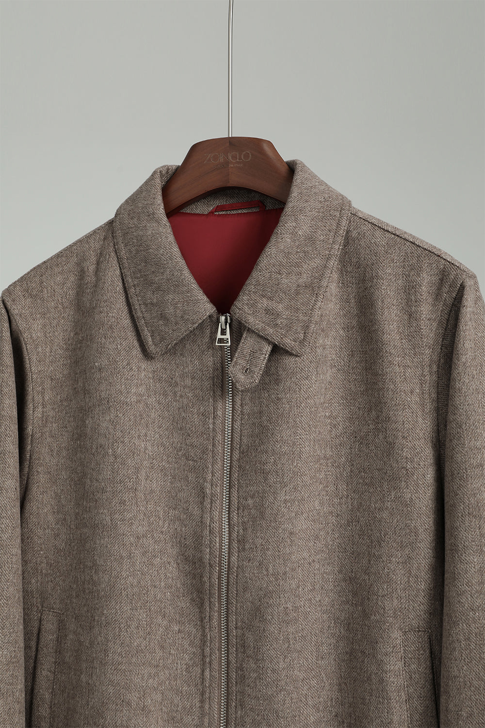 Wool Blend Herringbone Collar Jacket
