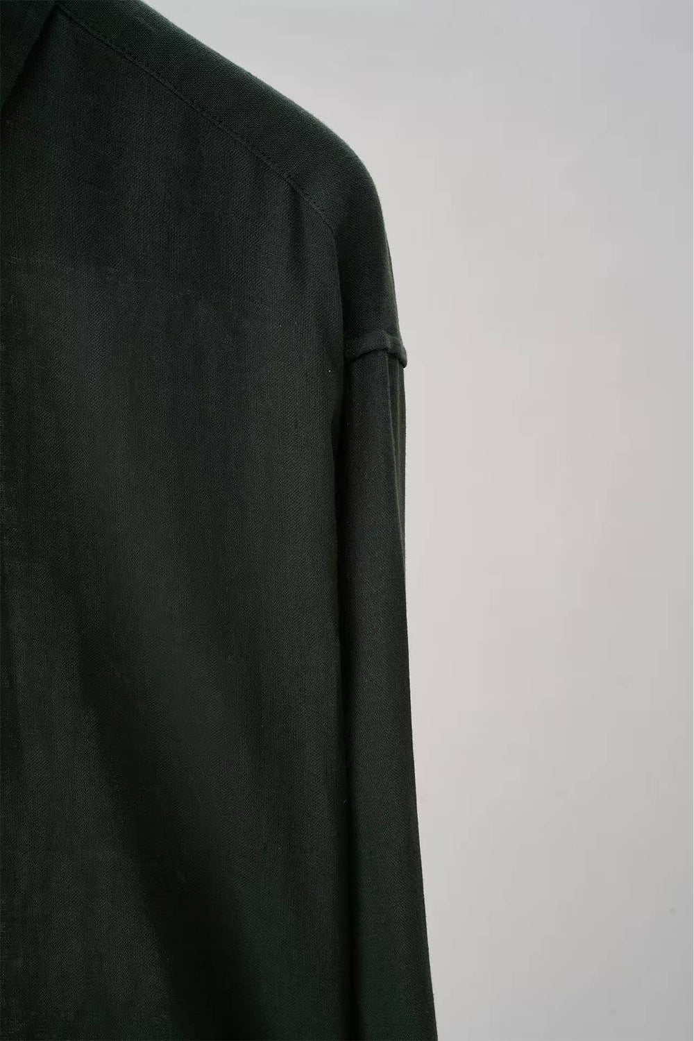 Men's 100% Linen Long Sleeve Shirt with Lapel Collar