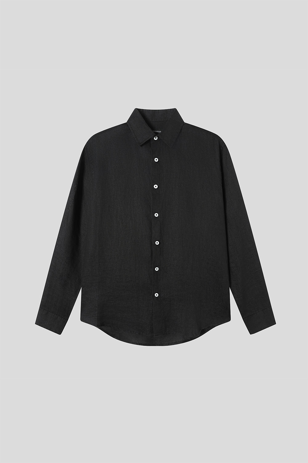 Men's 100% Linen Long Sleeve Shirt with Lapel Collar