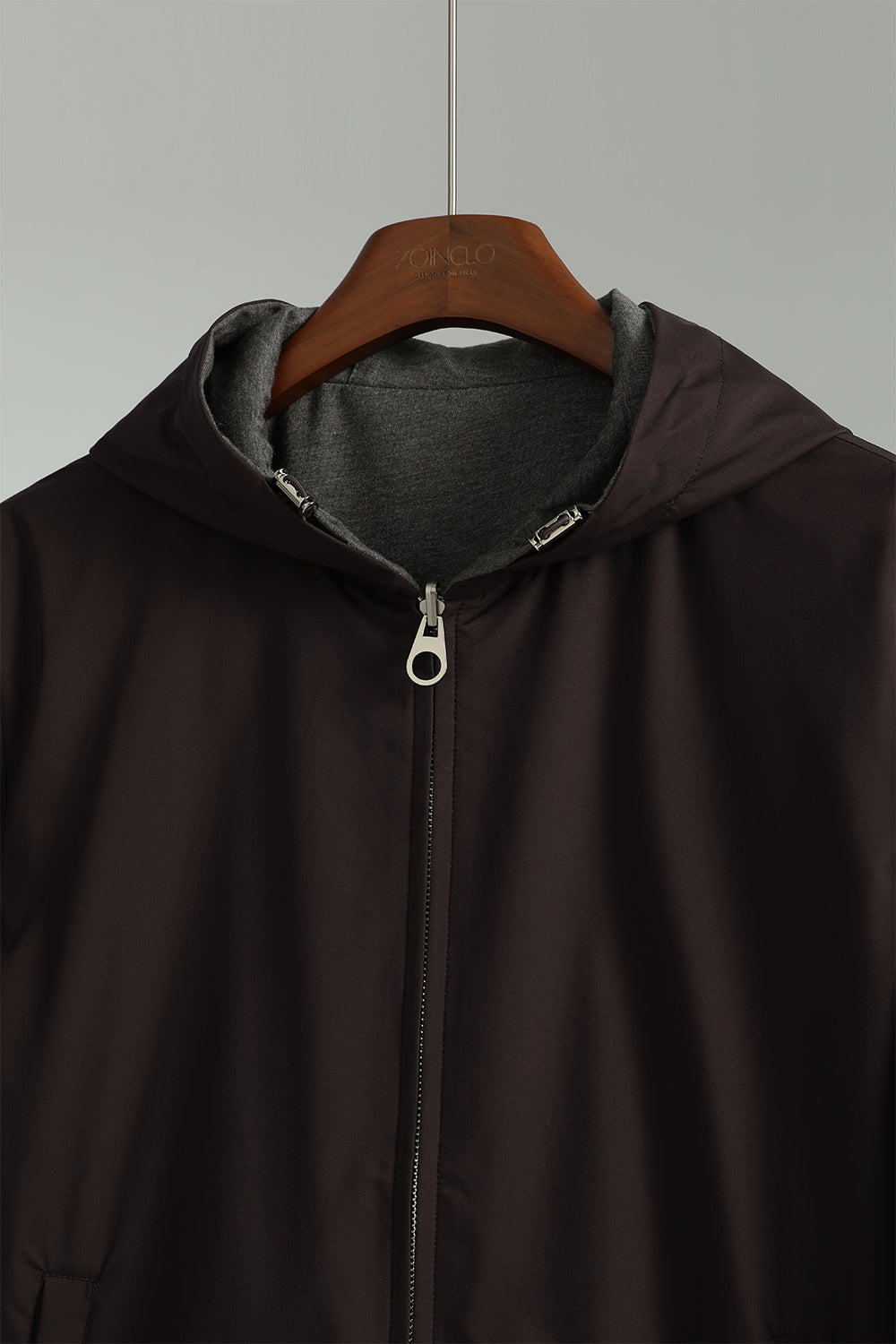 Water-Resistant Reversible Hooded Bomber Jacket