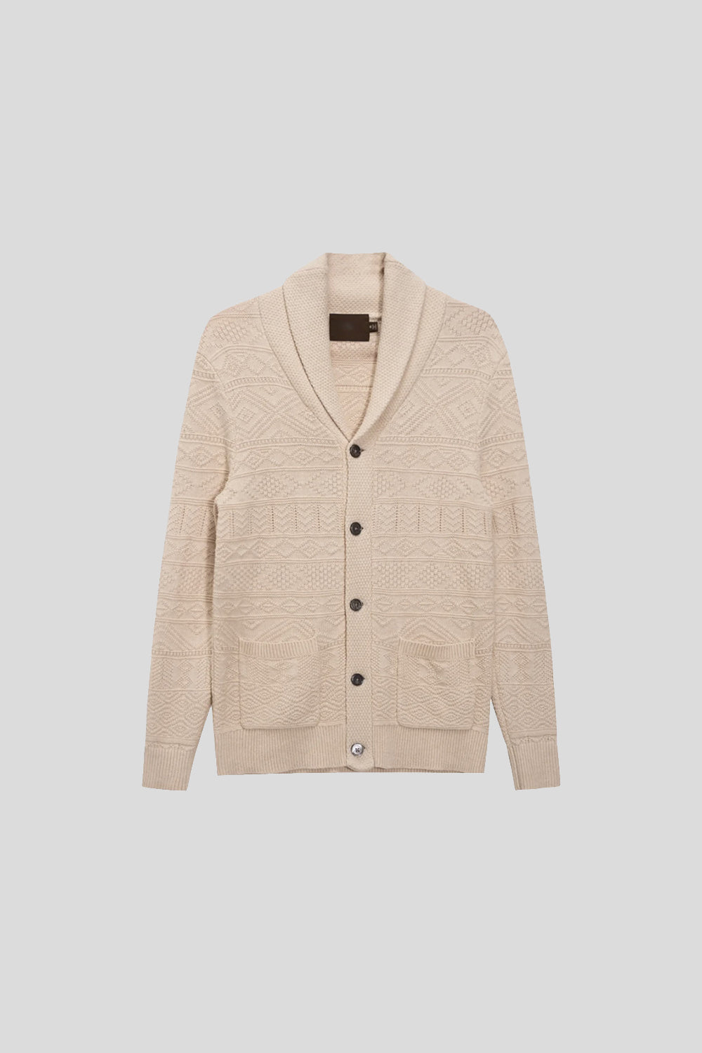 Cotton-Wool Shawl-Collar Cardigan