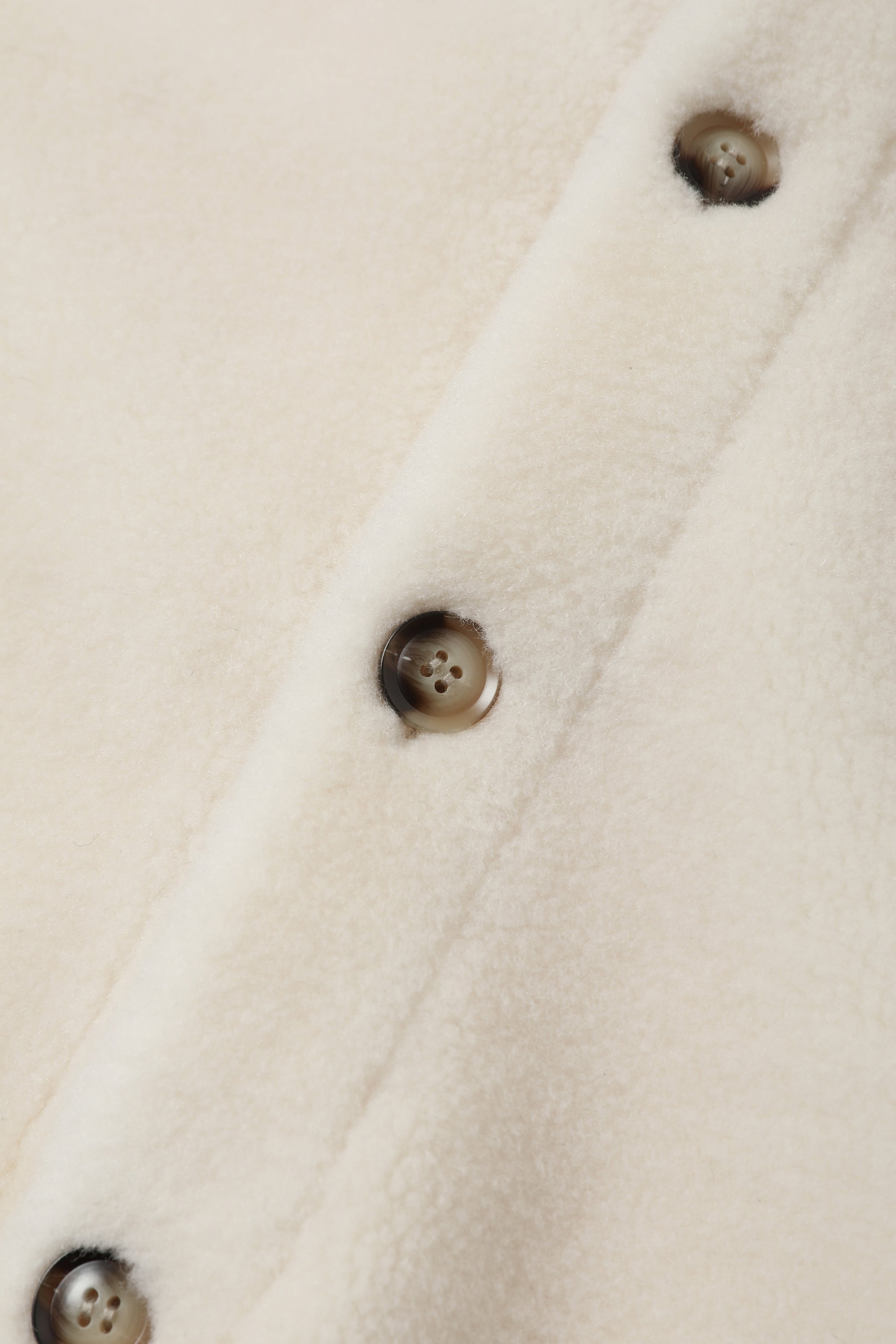 100% Wool Fabric Ivory White Shearling Jacket