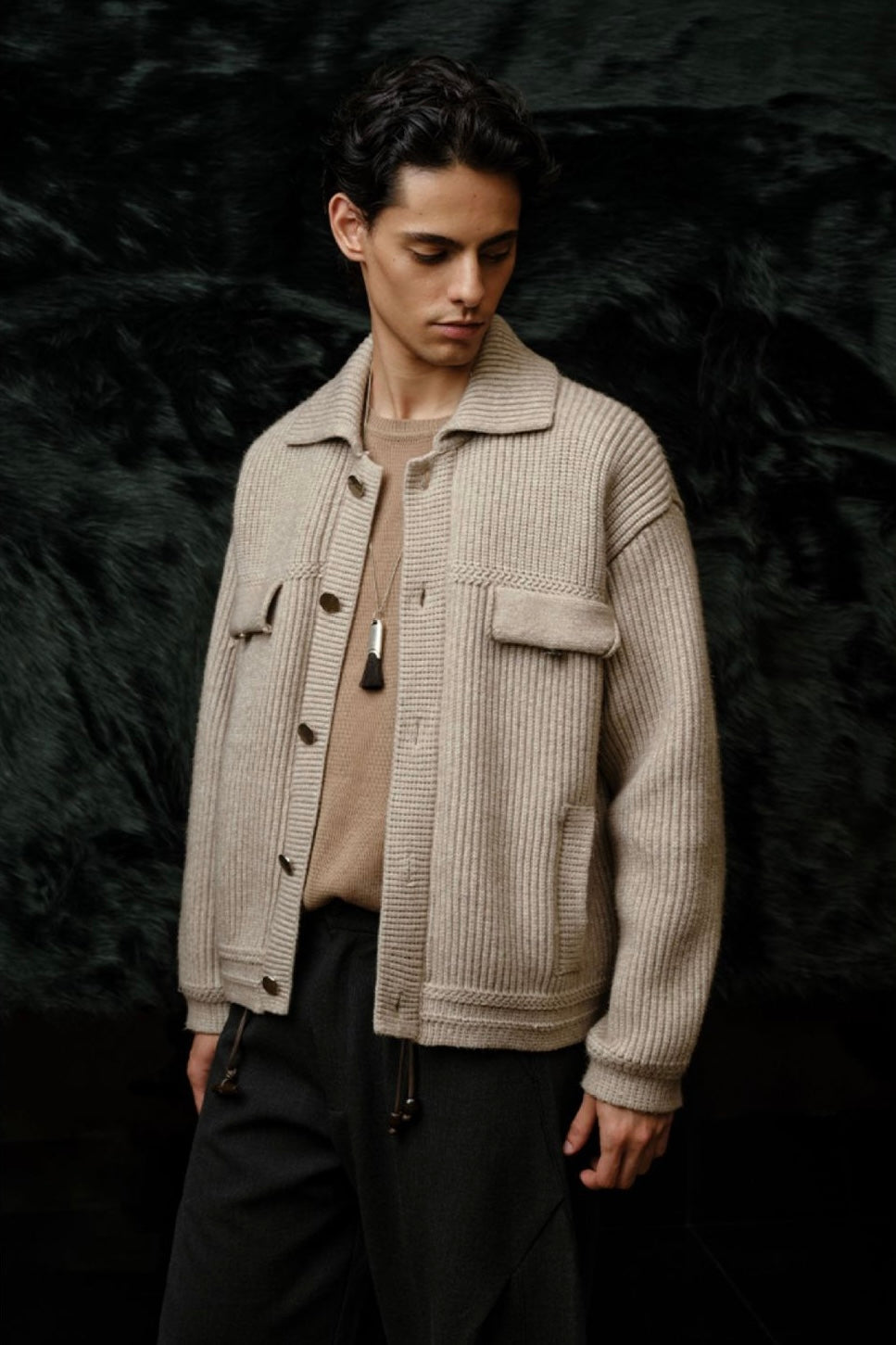 New Men's 100% Mulberry Silk Turn-down Collar Sweater | Old Money Style | Warm Autumn Winter Knit Coat