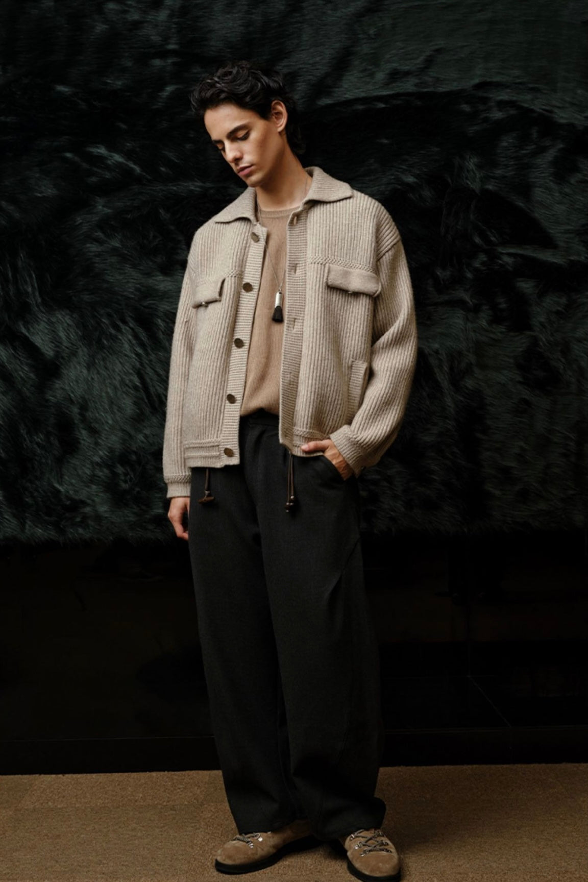 New Men's 100% Mulberry Silk Turn-down Collar Sweater | Old Money Style | Warm Autumn Winter Knit Coat