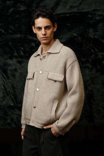 New Men's 100% Mulberry Silk Turn-down Collar Sweater | Old Money Style | Warm Autumn Winter Knit Coat