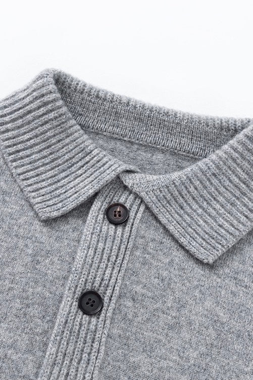 Men's Wool Lapel Long-Sleeve Pullover Knitted Sweater