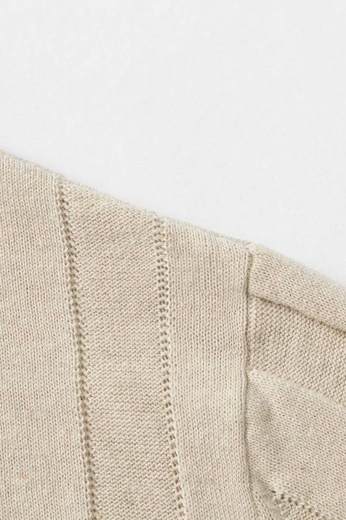 Linen-Cotton Knit Polo Cardigan