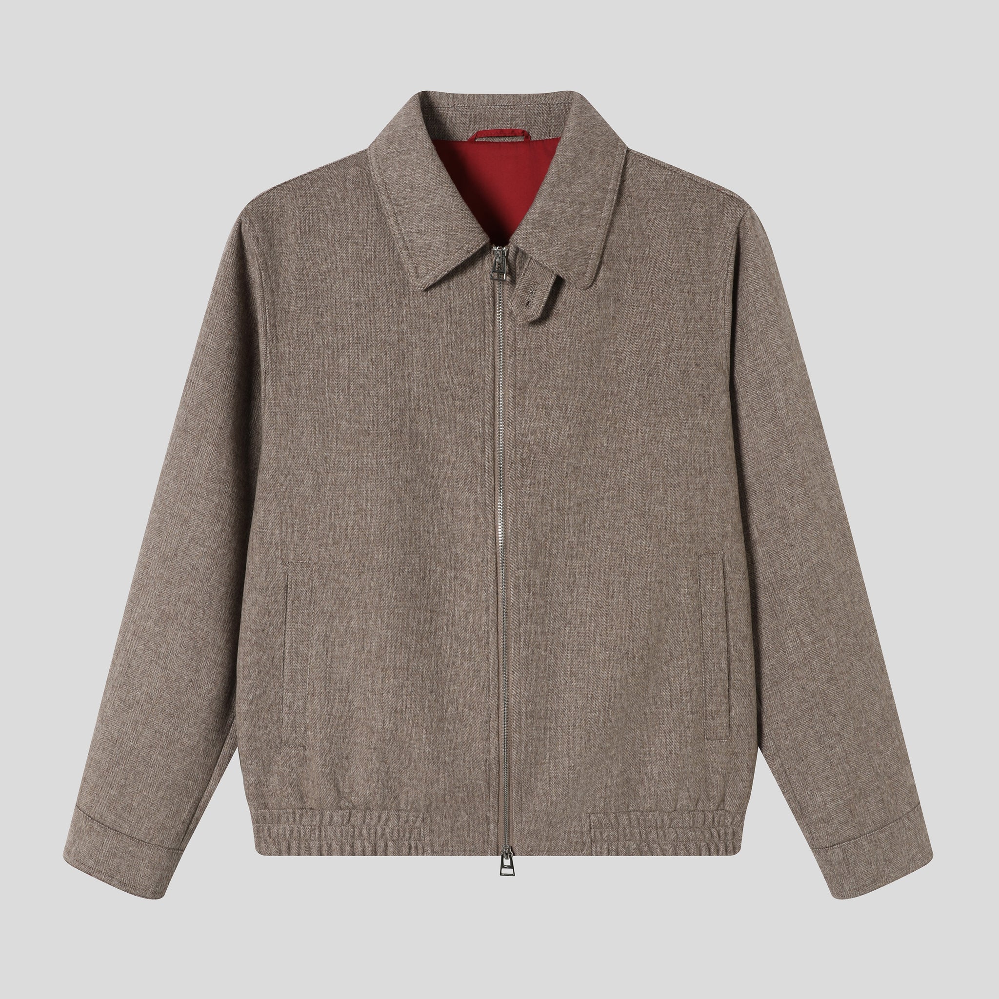 Wool Blend Herringbone Collar Jacket