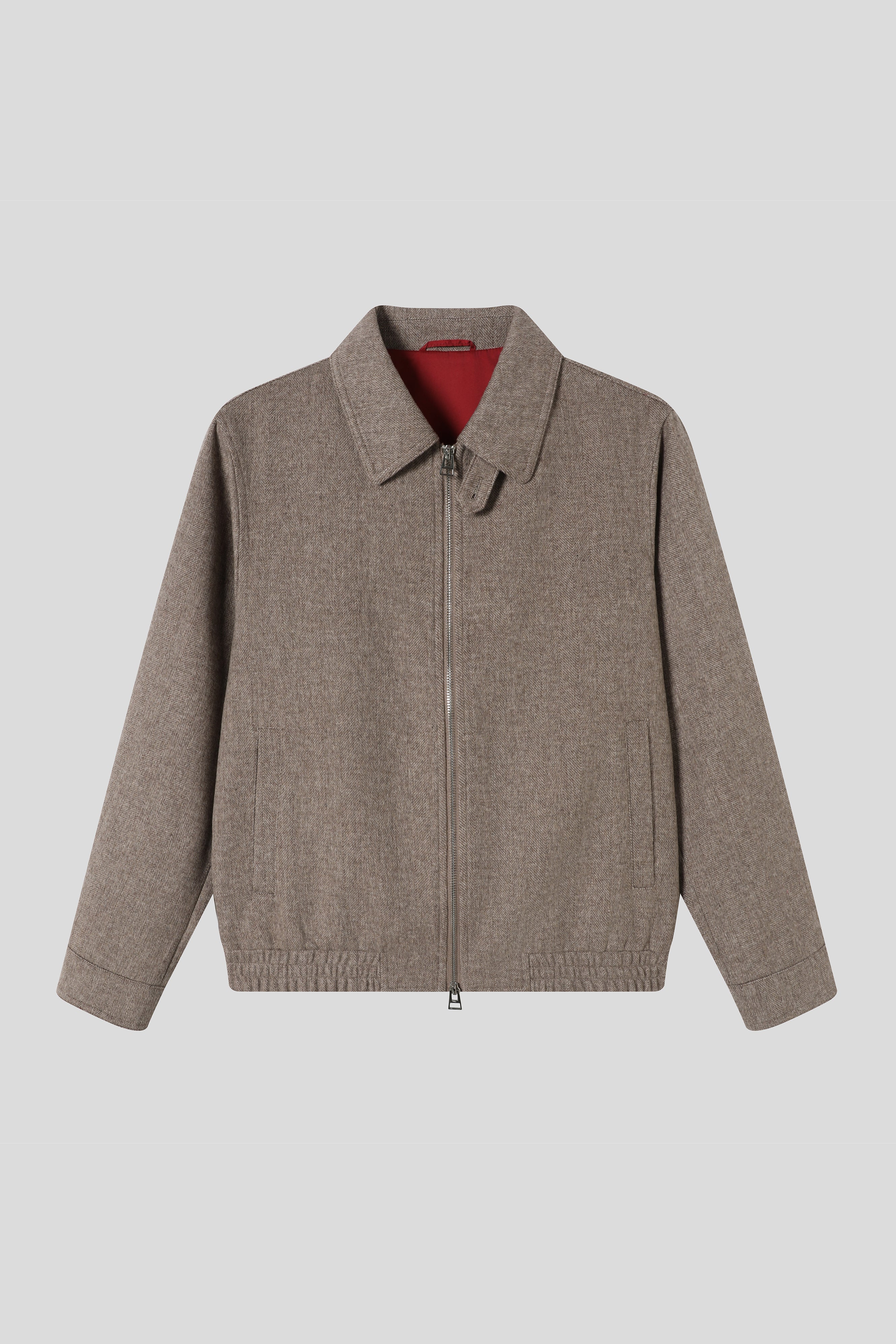 Wool Blend Herringbone Collar Jacket