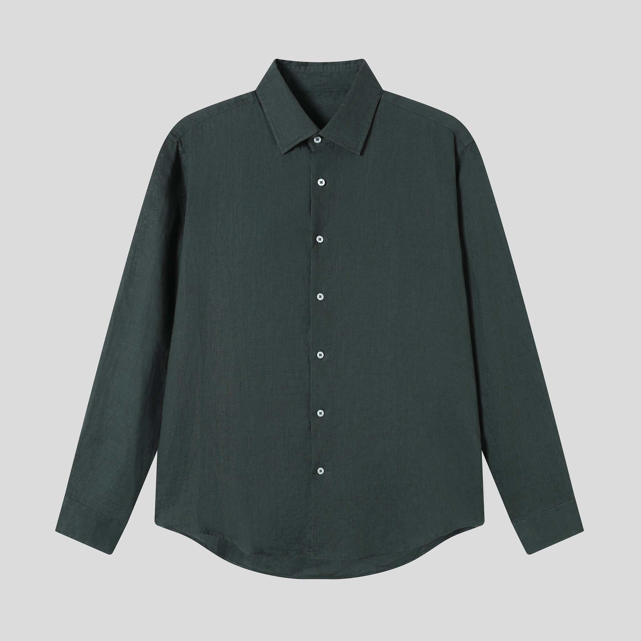Men's 100% Linen Long Sleeve Shirt with Lapel Collar