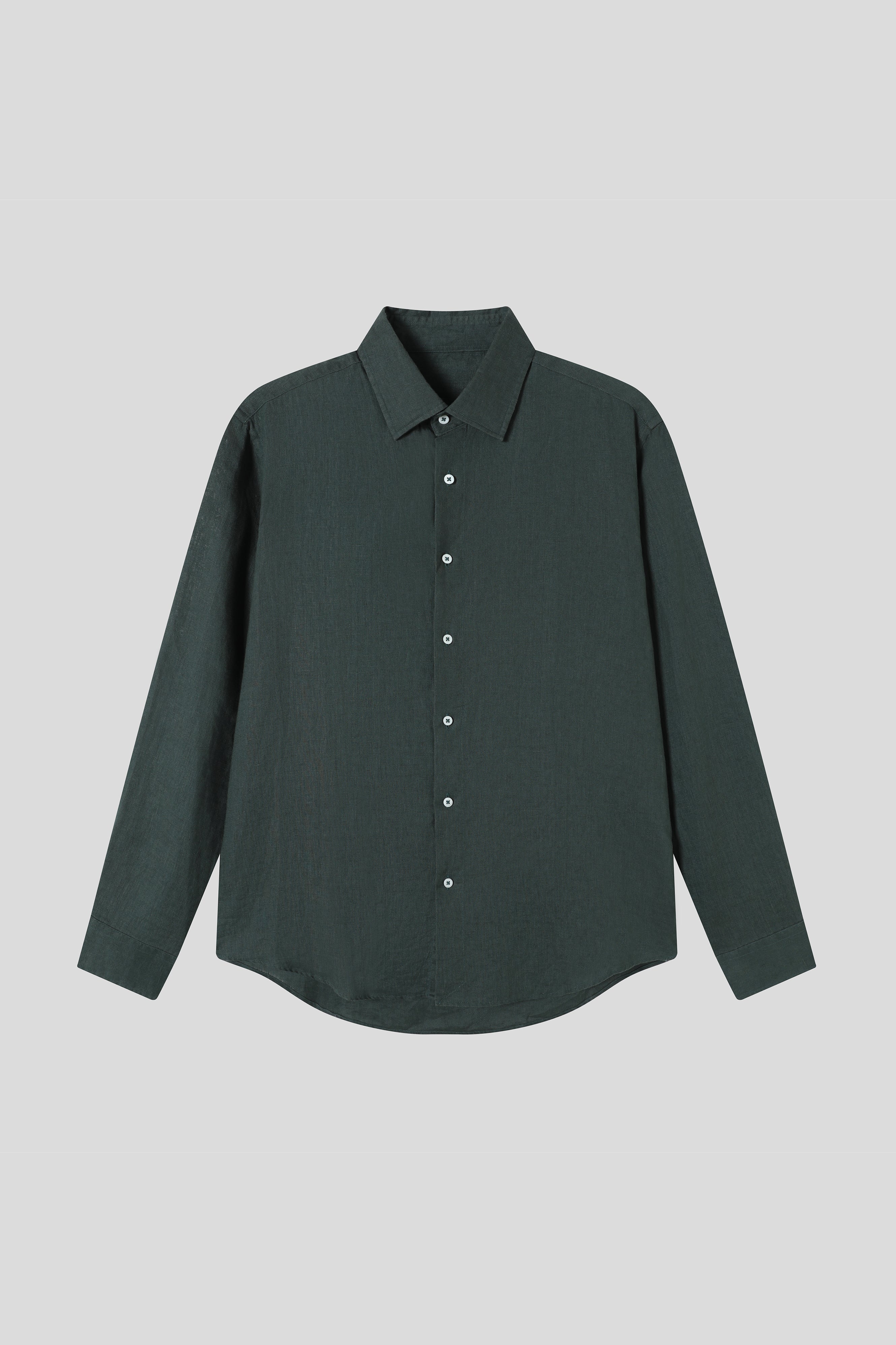 Men's 100% Linen Long Sleeve Shirt with Lapel Collar