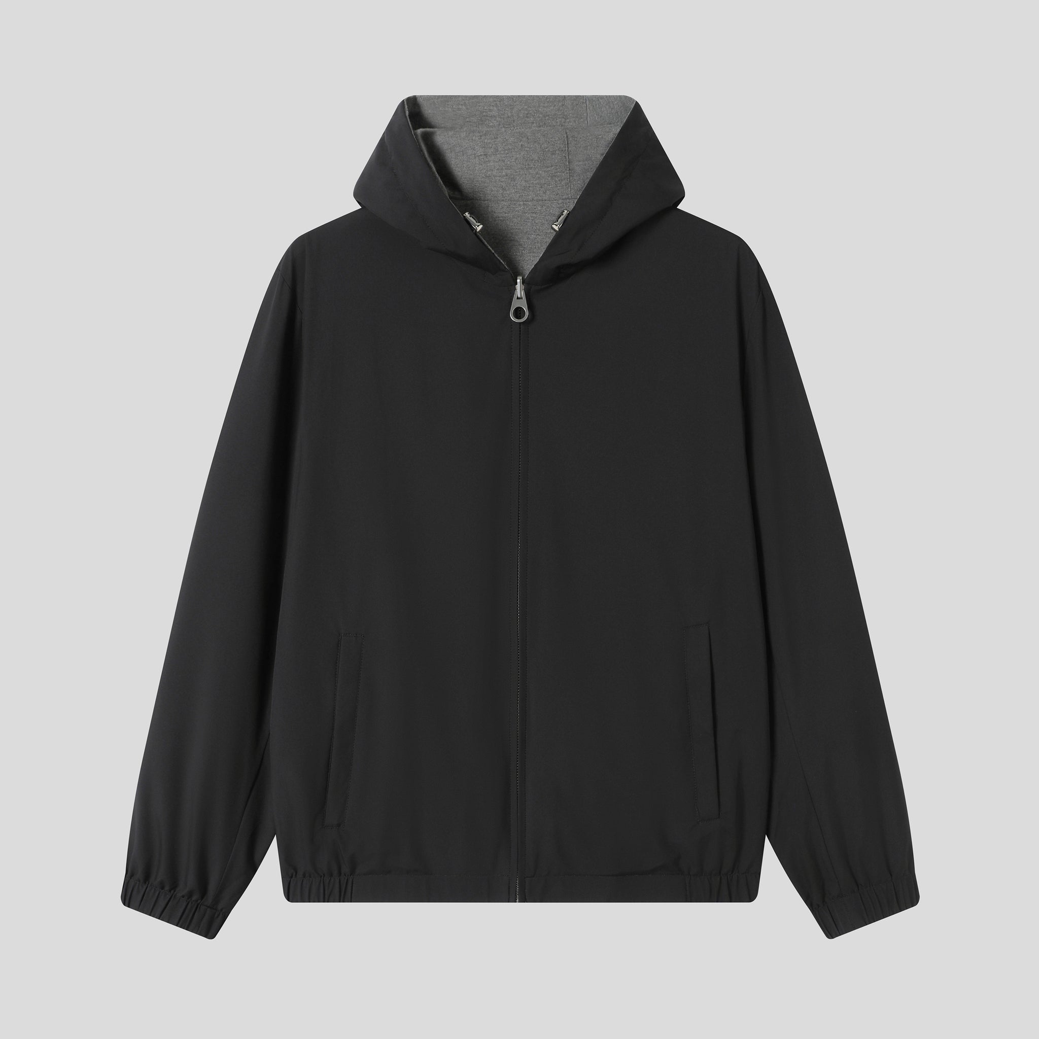 Water-Resistant Reversible Hooded Bomber Jacket