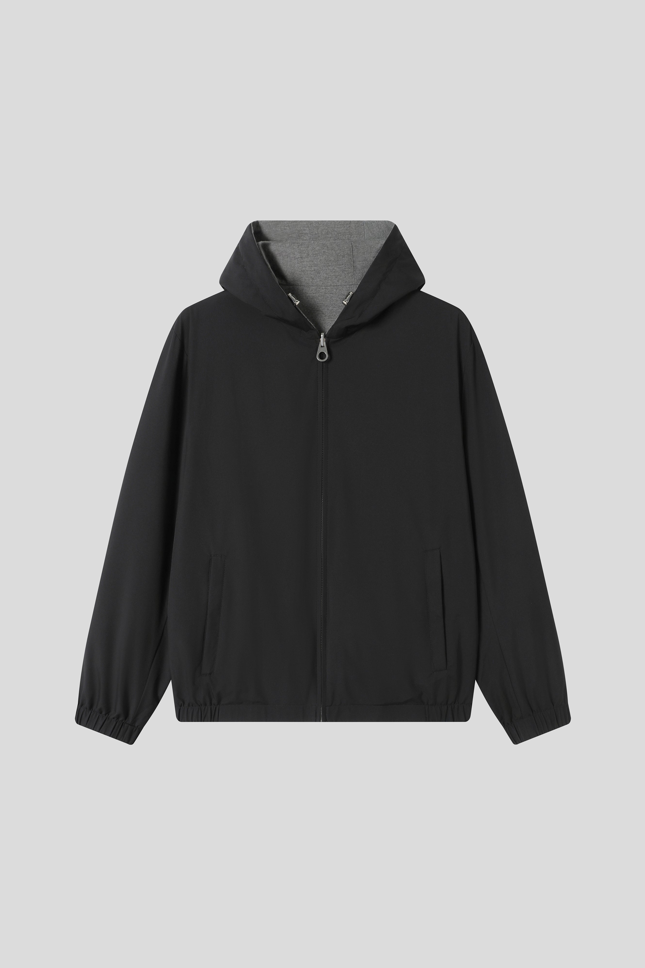 Water-Resistant Reversible Hooded Bomber Jacket