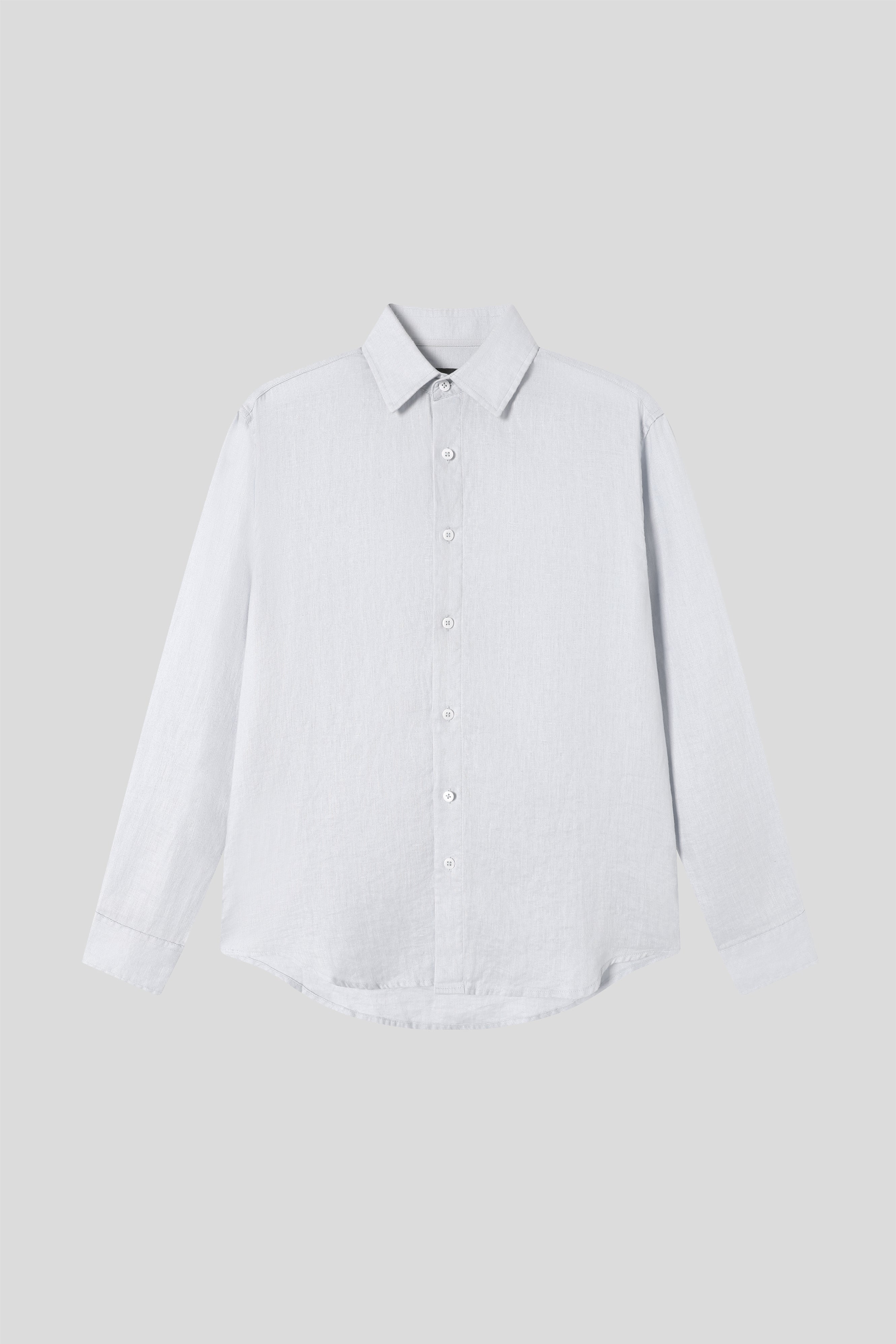 Men's 100% Linen Long Sleeve Shirt with Lapel Collar