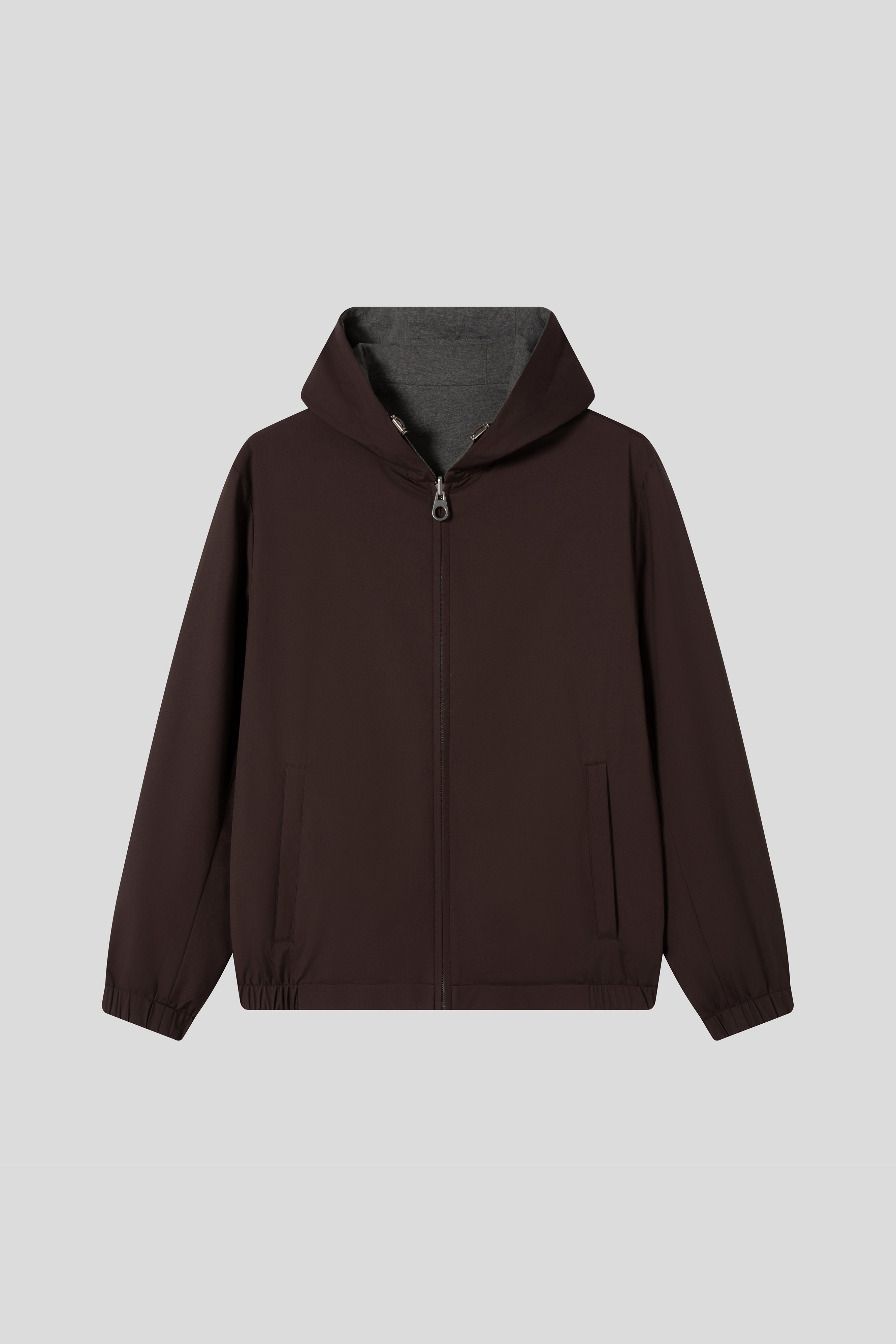 Water-Resistant Reversible Hooded Bomber Jacket