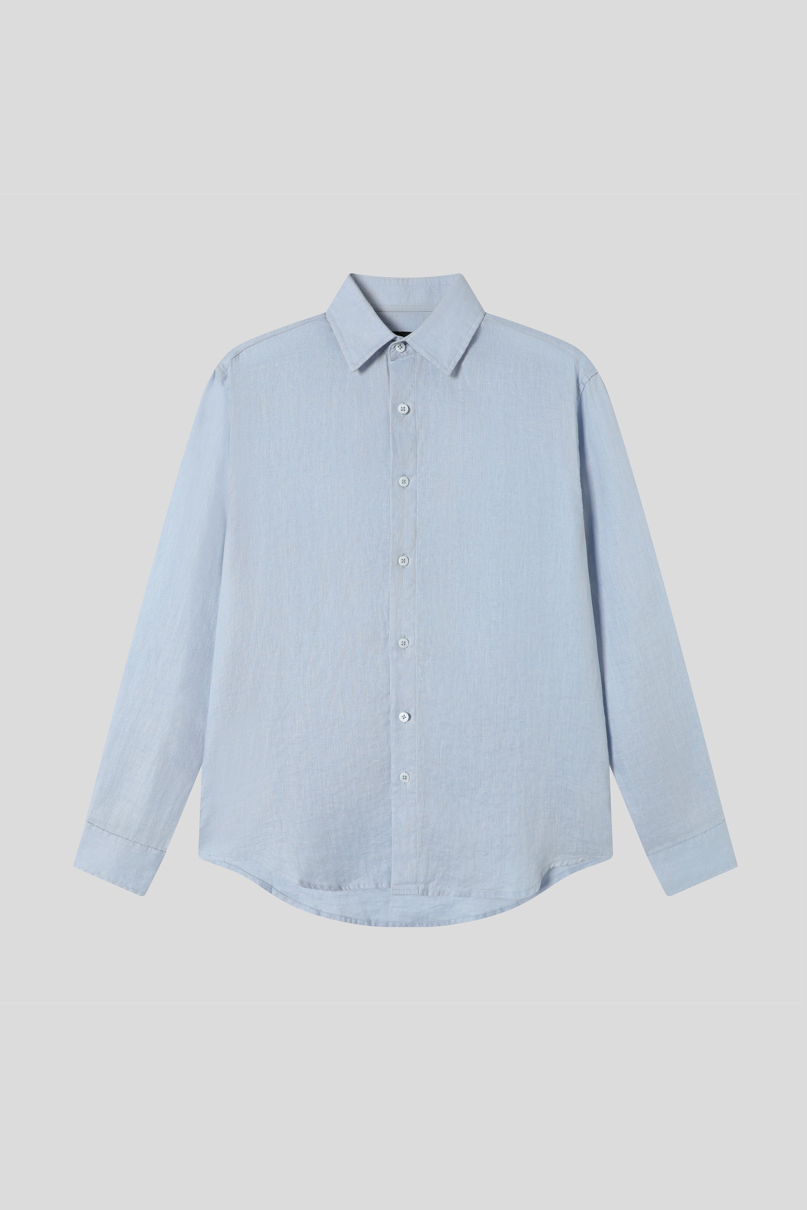 Men's 100% Linen Long Sleeve Shirt with Lapel Collar