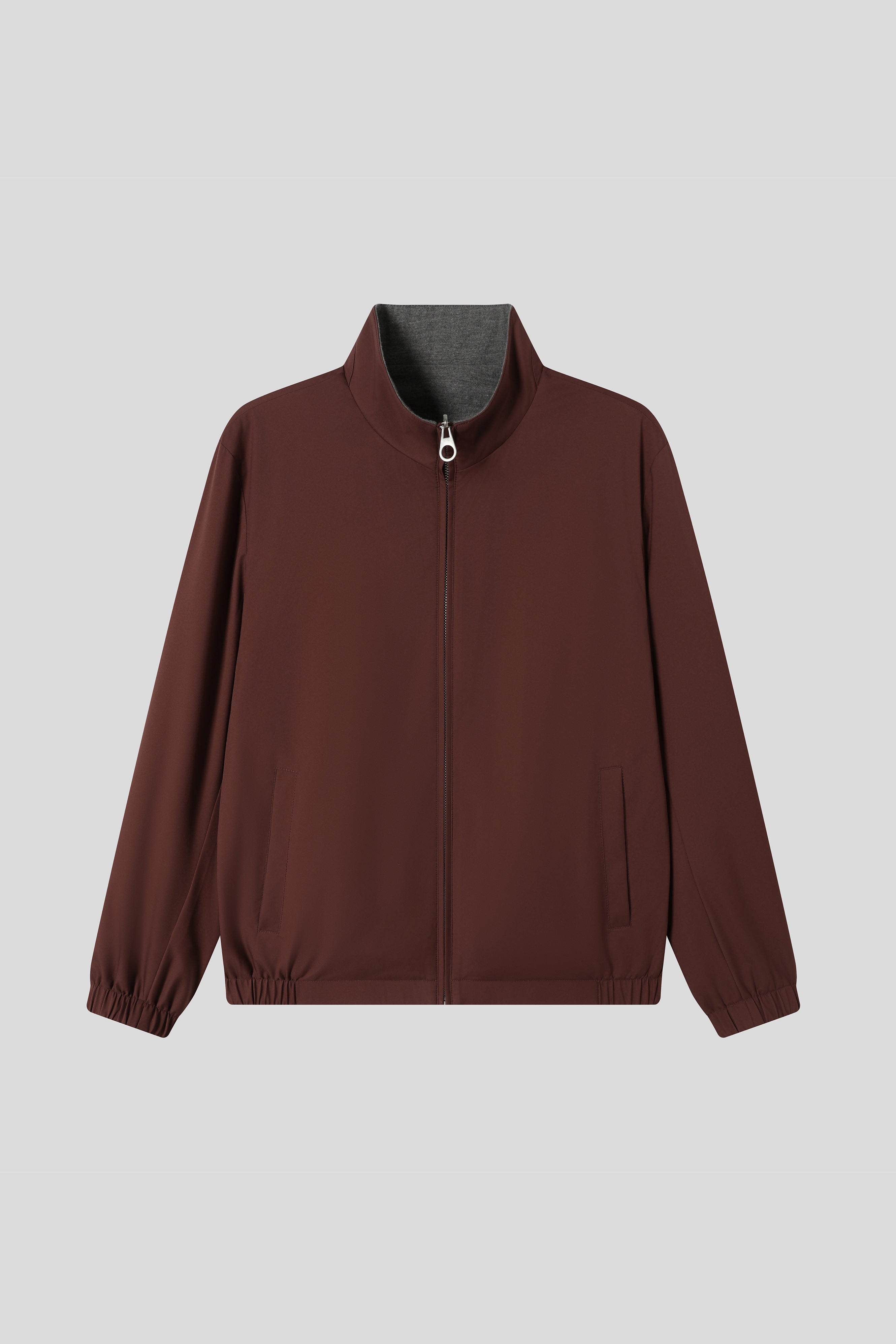 Water-Resistant Reversible Stand Collar Bomber Jacket