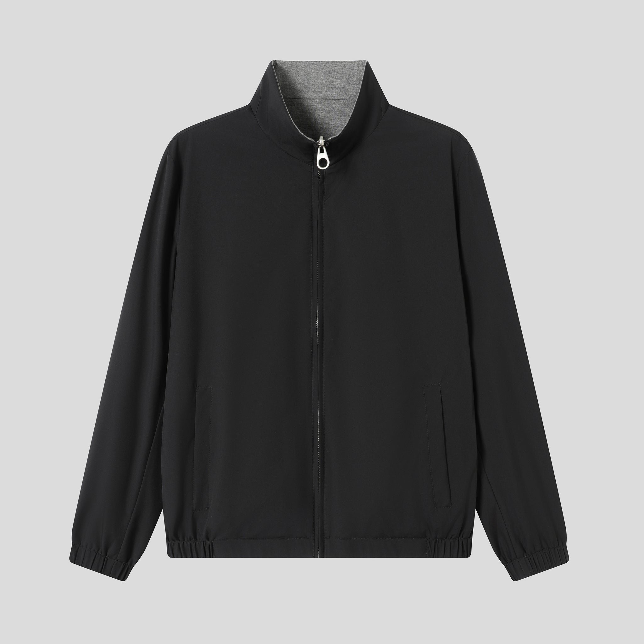 Water-Resistant Reversible Stand Collar Bomber Jacket