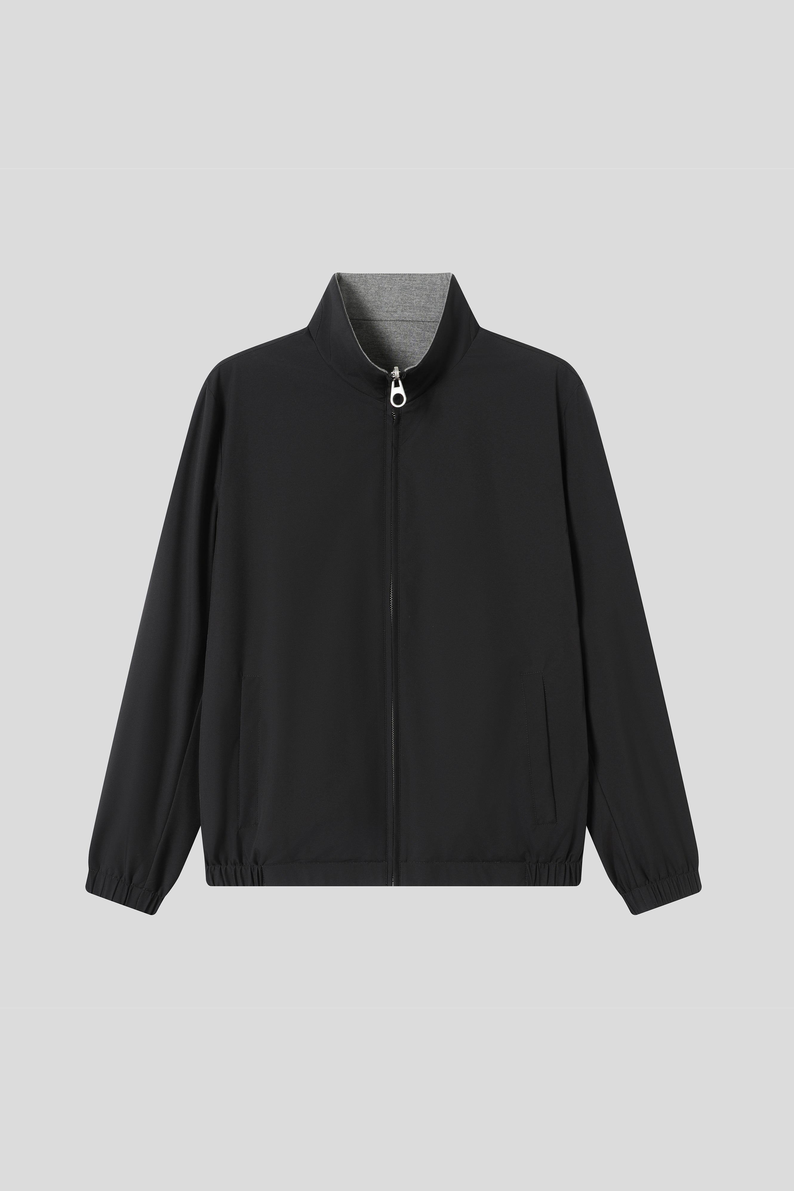 Water-Resistant Reversible Stand Collar Bomber Jacket