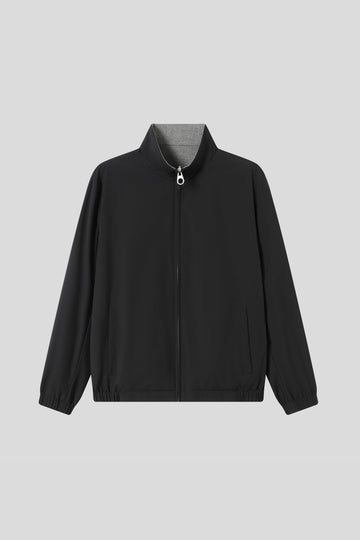 Water-Resistant Reversible Stand Collar Bomber Jacket