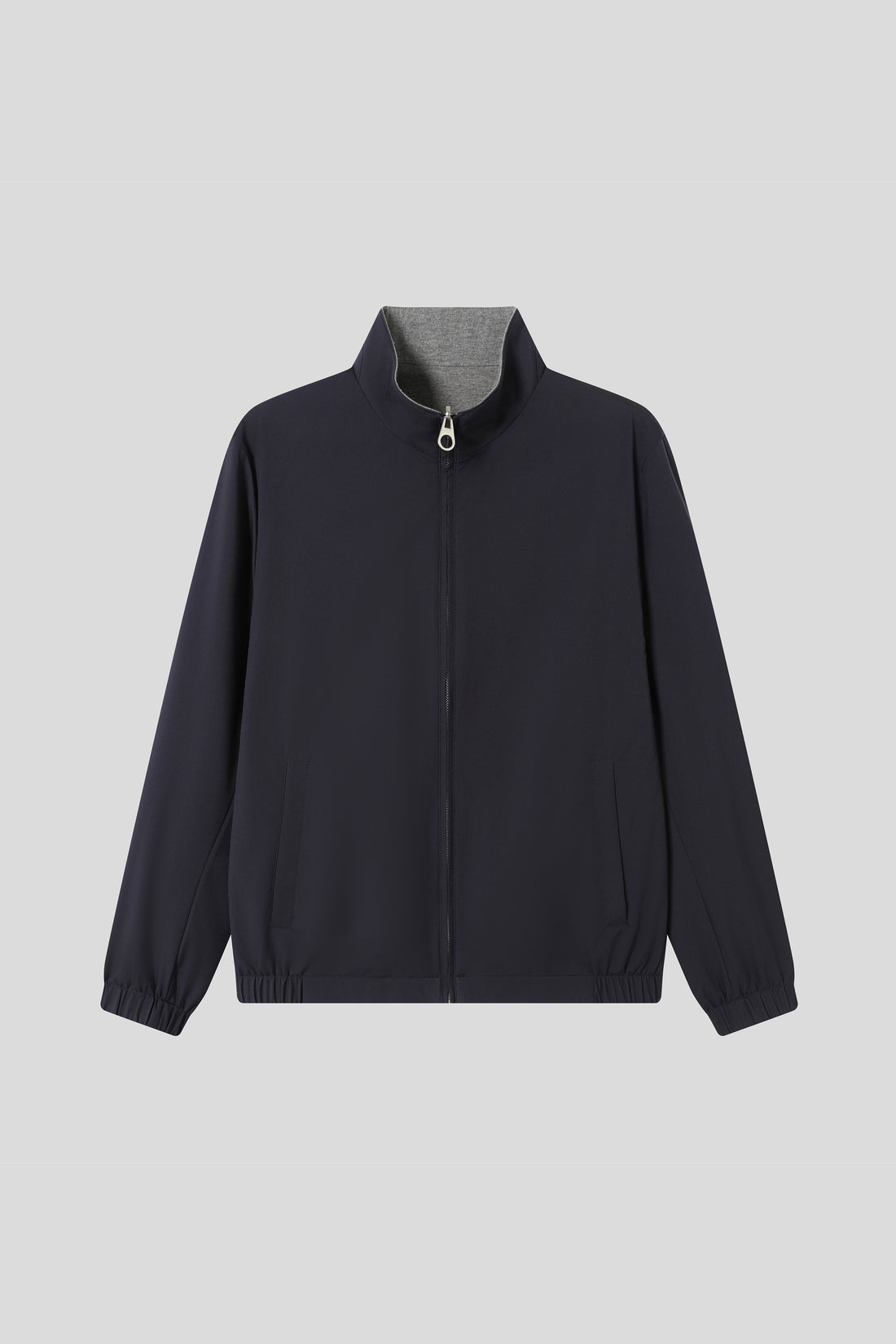Water-Resistant Reversible Stand Collar Bomber Jacket