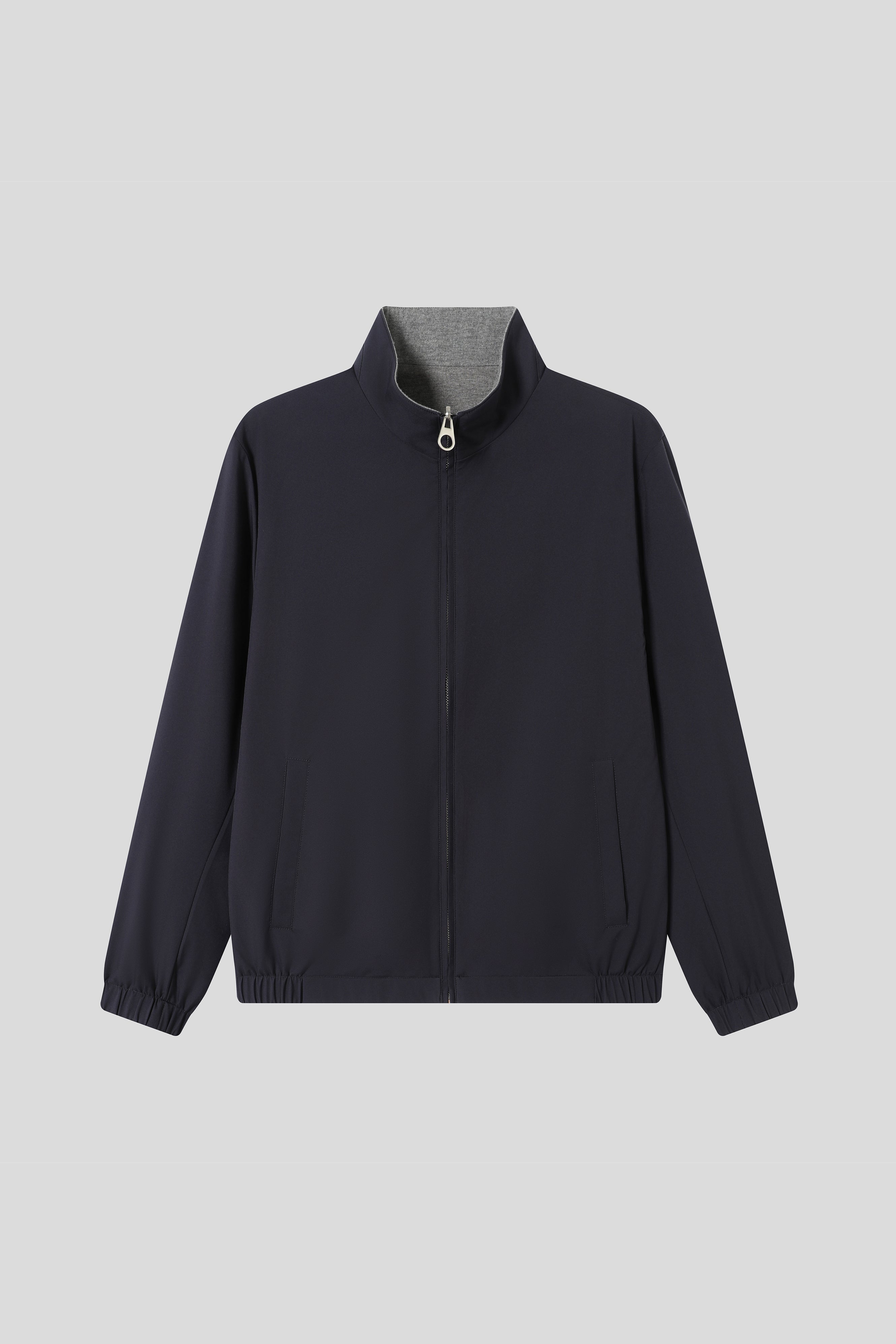 Water-Resistant Reversible Stand Collar Bomber Jacket