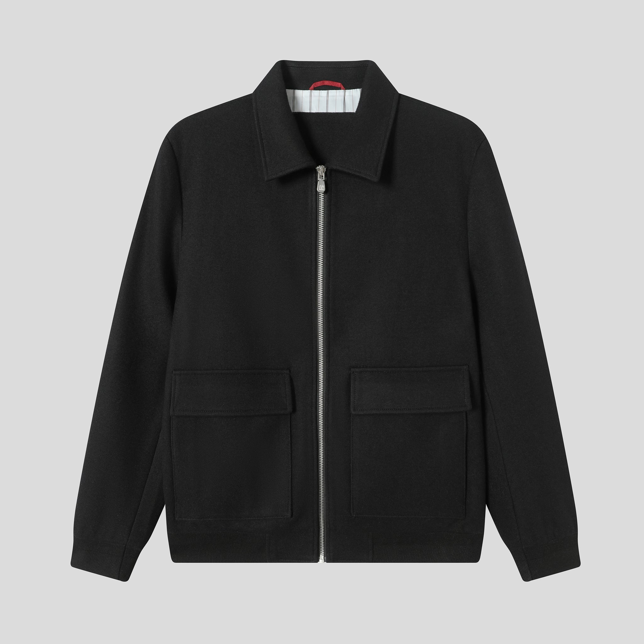 Wool-Blend Jacket with Turn-Down Collar